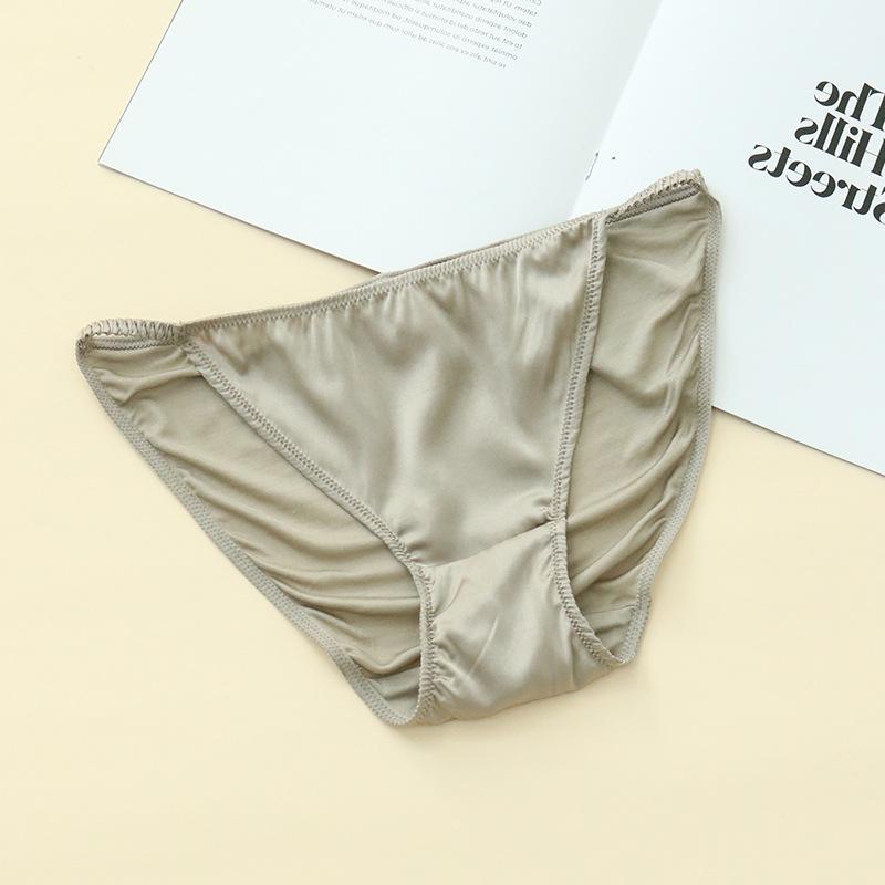 

1 шт., сексуальные кружевные трусики-треугольники с низкой талией, шелковистые, гладкие и высокоэластичные шелковые трусы для домашнего белья XL дубильная кора