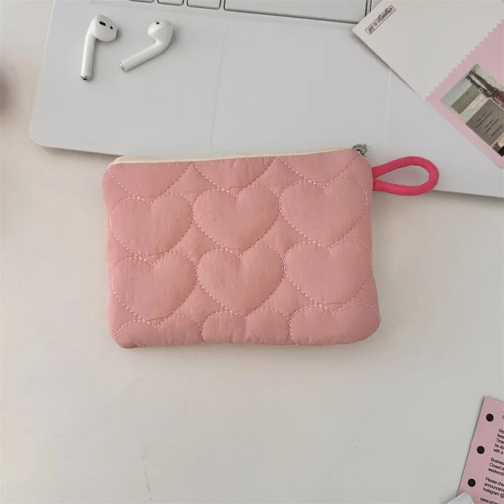 Women's Heart Makeup Bag Cute Wash Organizer Bag Multifunctional New Cosmetic Bag Small Large Coin Napkin Sanitary Pad Case