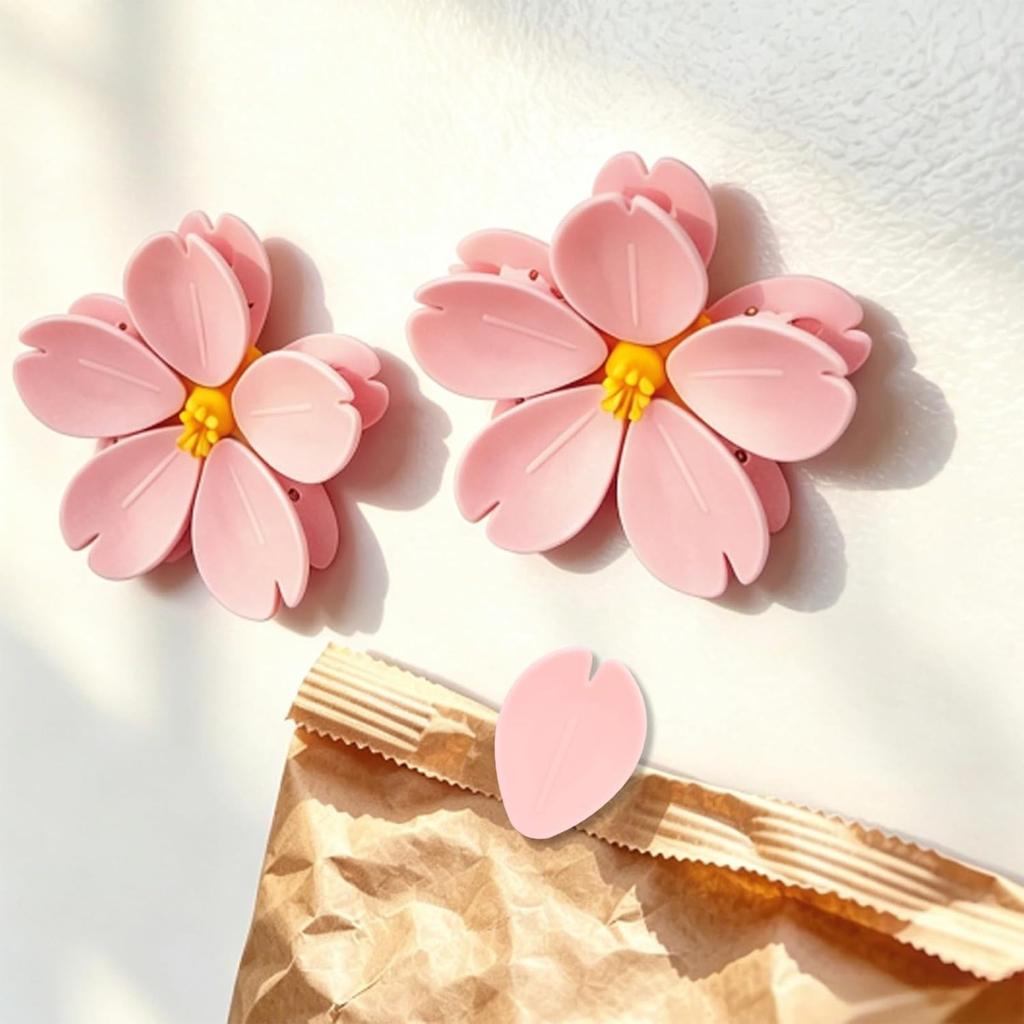 Cherry Blossom Petals Magnetic Fridge Magnets Magnetic Sealing Clips for Food Storage Stickers Flower Decoration Home Kitchen
