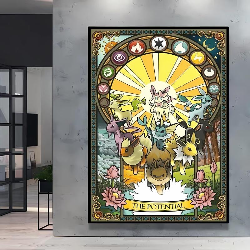 Modern and Stylish Pokemon Mew Decorative Paintings with Bright and Long Lasting Colors Adding A Touch of Brightness To Wall