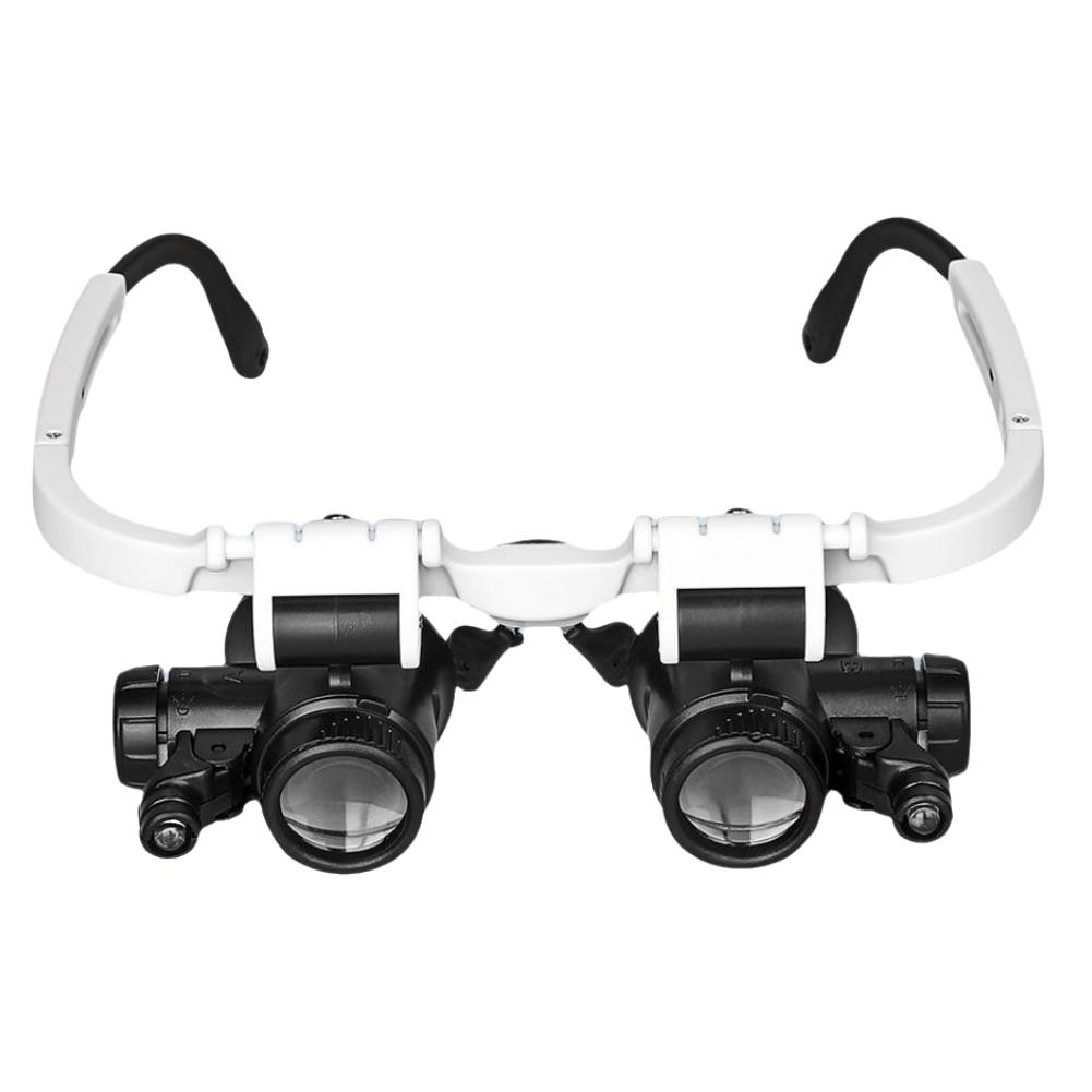 

LED Watch Jeweler Repair Magnifier Head-Mounted Headband Adjustable Magnifying Head Eye Glasses Loupe Lens 8X 15X 23X білий