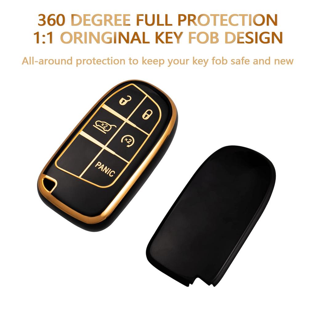 Key Fob Cover with Keychain for Jeep Grand Cherokee Renegade Chrysler Dodge RAM Journey Dart Fiat Durango Challenger Accessories