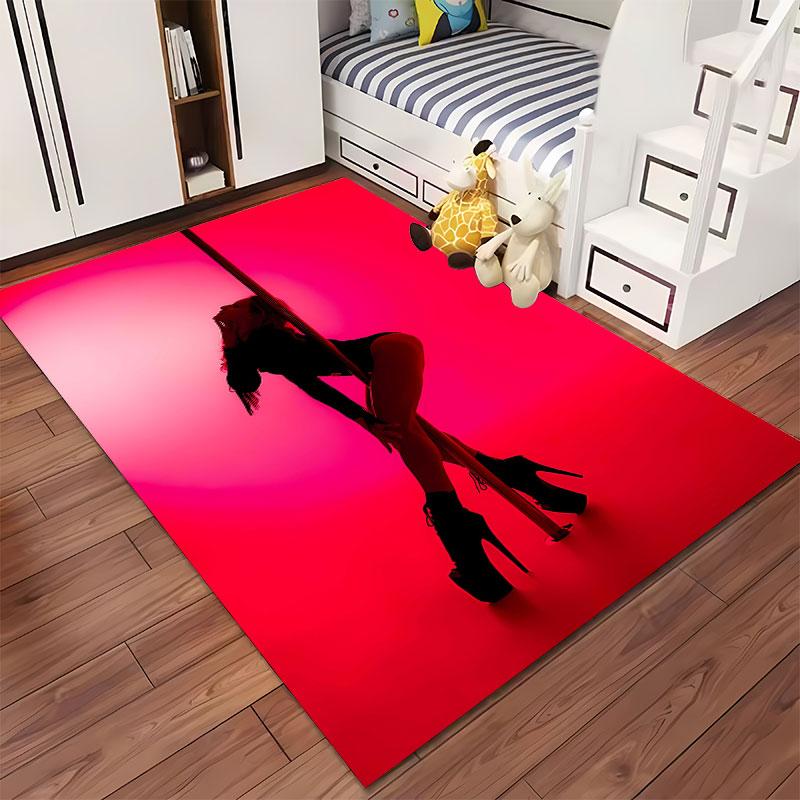 Pole Dance Silhouette Carpet suitable as a non-slip mat for the living room or bedroom sofa