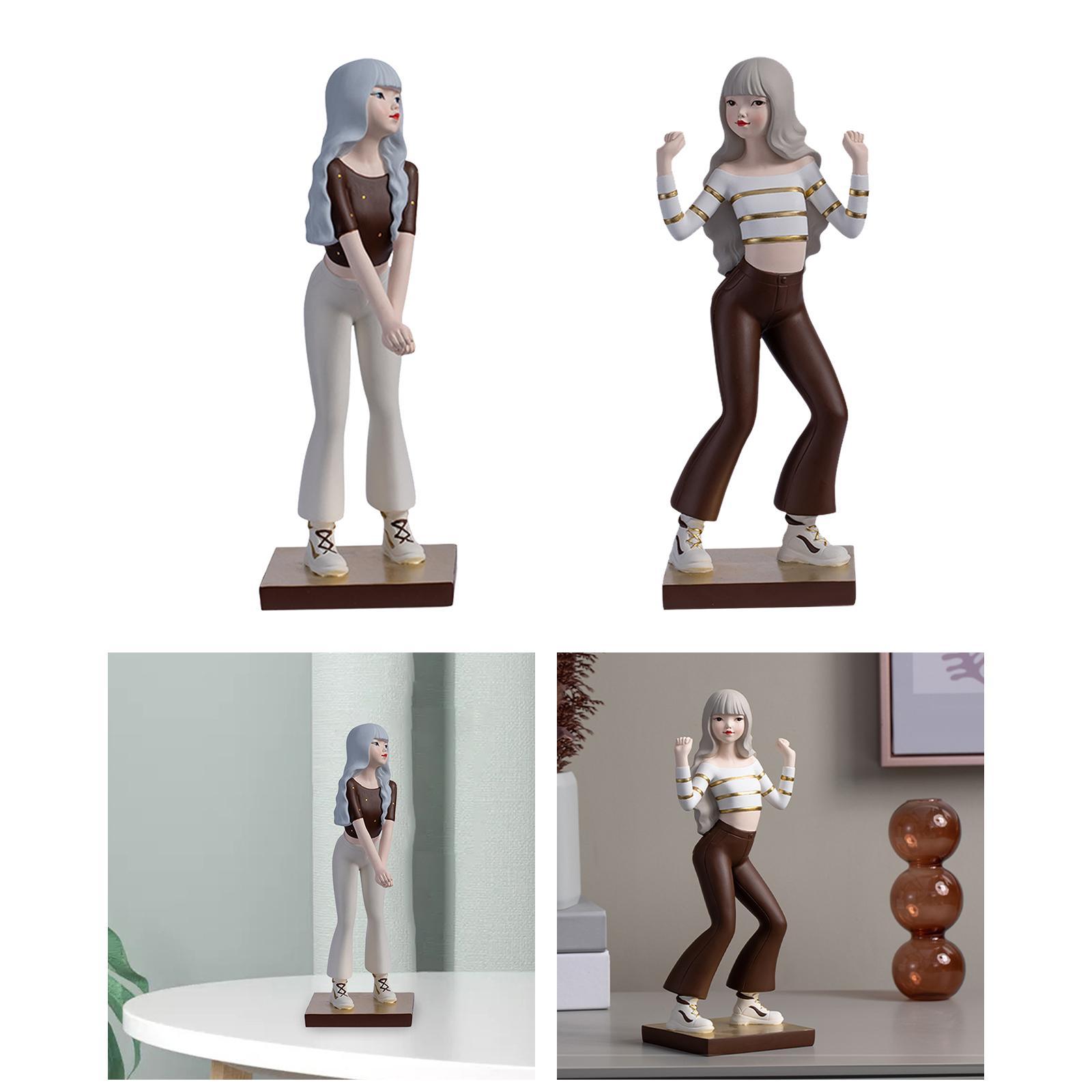 

Young Lady Figurine Collectible Tabletop Decoration Handicraft Resin Sculpture for Cabinets Shelf Lightweight Multipurpose 9.7x8.8x25.3cm