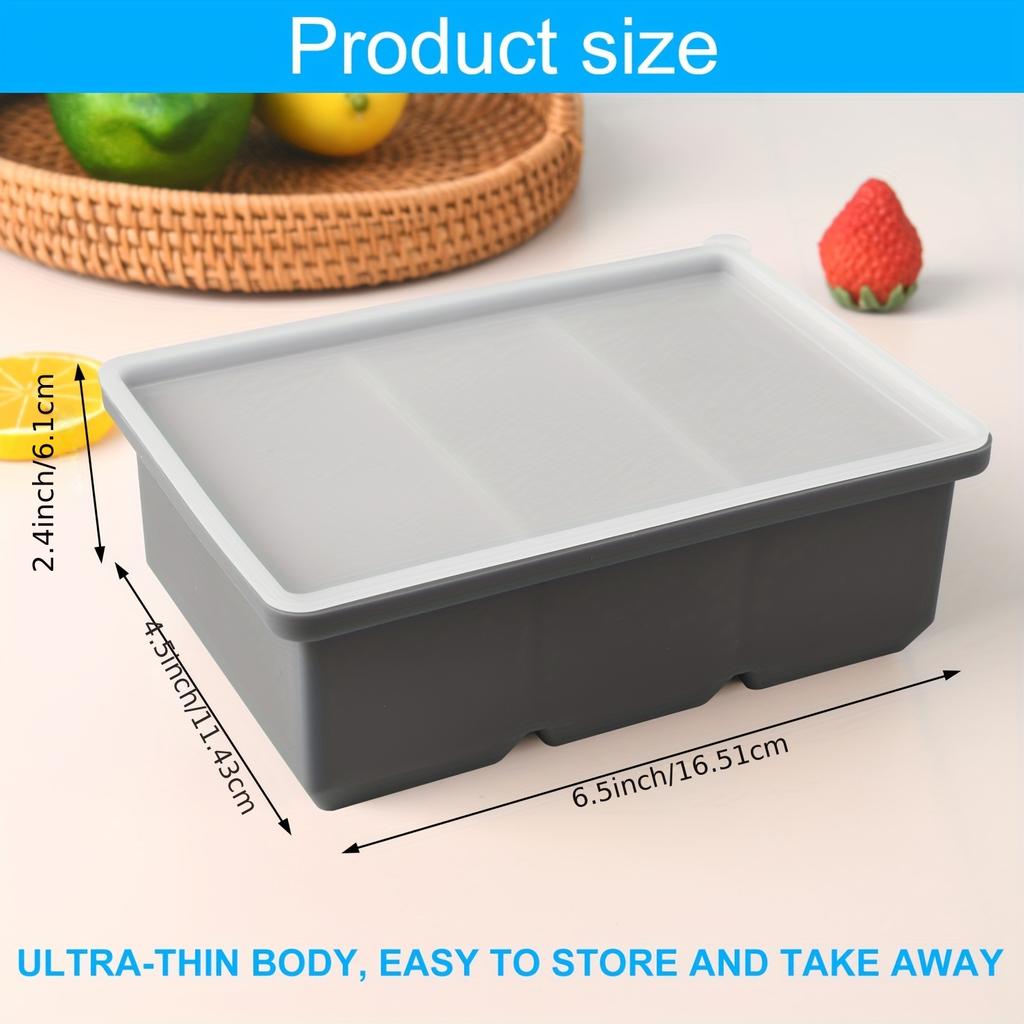 2pcs Easy-Release Silicone Ice Cube Trays with Lids - Flexible, Reusable Large Ice Cube Molds for Freezer, 1 Cup Portions for Soups, Stews, Sauces