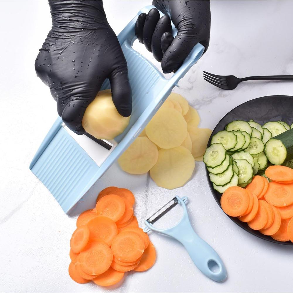 5 in 1 Slicer for Kitchen, Vegetable Cutter with Multi Blade for Potato Chips, Julienne, Shredder & Peeler, Blue