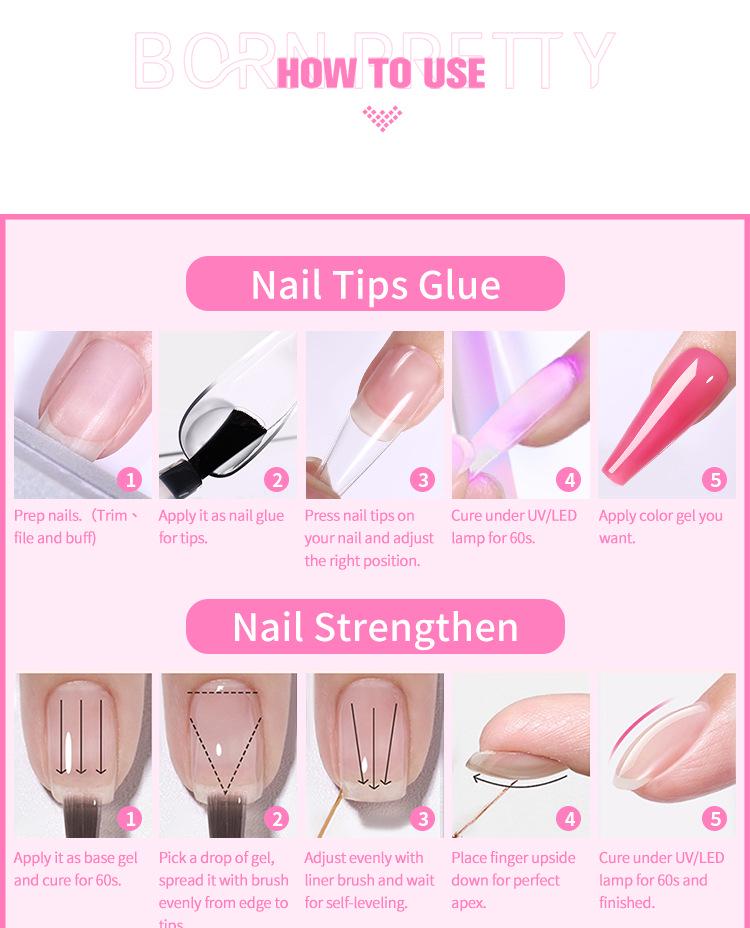 BORN PRETTY 6-in-1 Nail Gel: Base, Top Coat & Adhesive