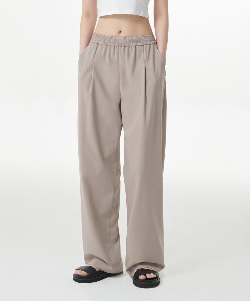 MUSINSA STANDARD WOMAN [Cooltandard] Women'S One-Tuck Wide Elastic Banding Slacks [Light Beige]