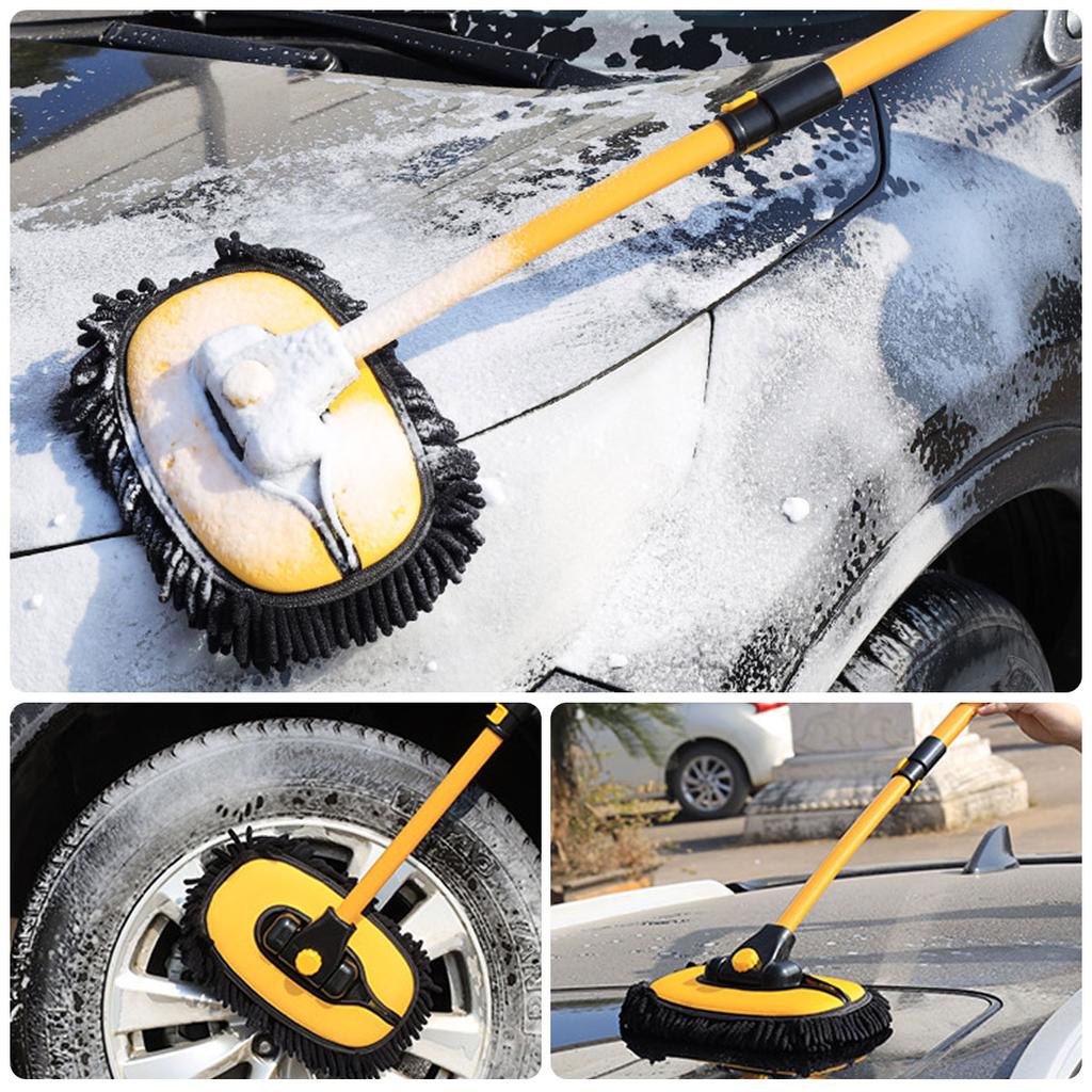 Car Wash Mop Telescopic Car Cleaning Brush Long Handle Rotatable Car Cleaning Mop Water Absorption Wash Brush Car Accessories