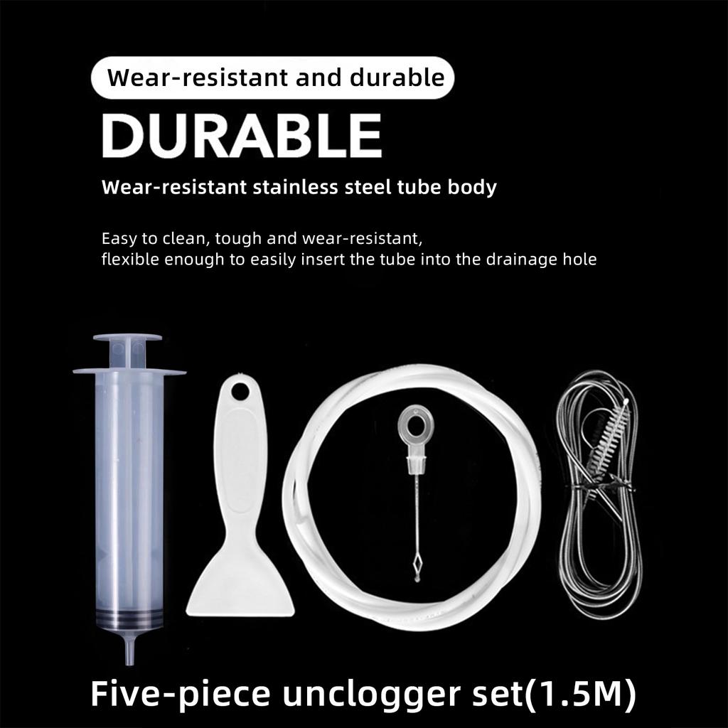 5Pcs Refrigerator Drain Hole Cleaner Tool Set for Clogged Defrost Drain Pipe Ice Maker Water Line Unclogging Brush Kit