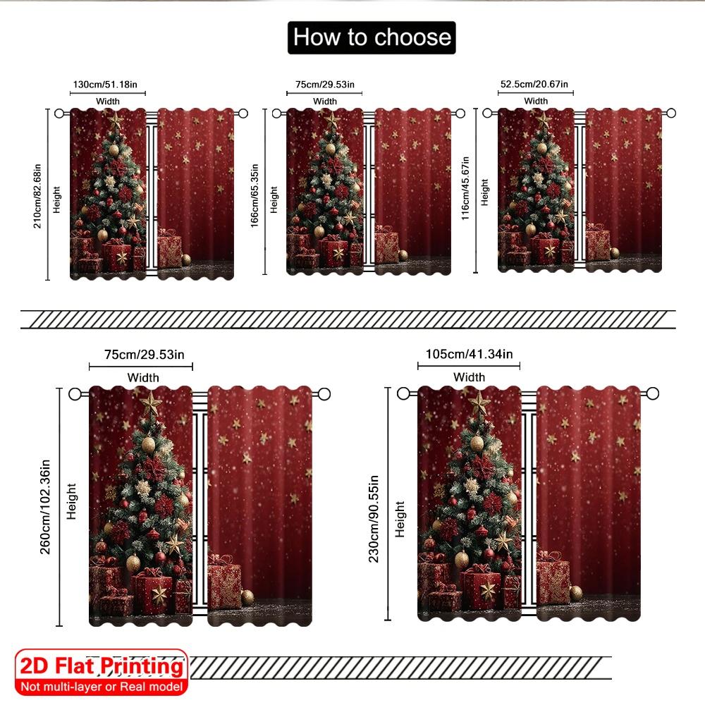2pcs 2D flat printing Merry Christmas Window Curtains merry christmas1 100% Polyester Without Electricity Spring Use for