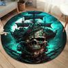 Retro Skull Round Area Rug,Carpet Rug for Living Room Bedroom Sofa Playroom Decor,Non-slip Floor Mat