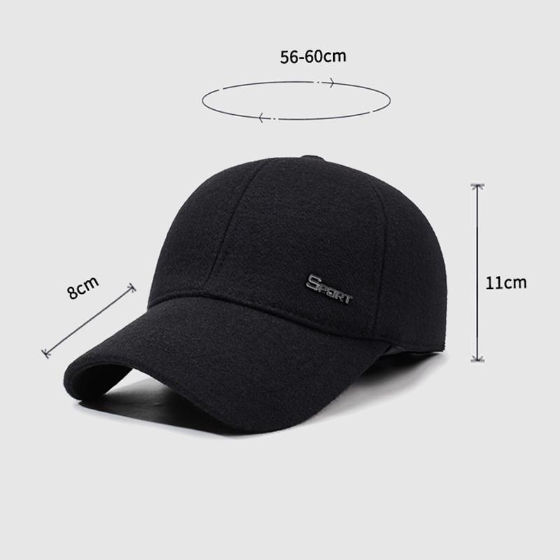 Men's Autumn Winter Baseball Cap Middle-Aged and Elderly Warm Hat Ear Protection Cotton Cap