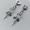 Silver Star Gothic Y2K Stainless Steel Hoop Earrings - Rock & Avant-garde Punk Style