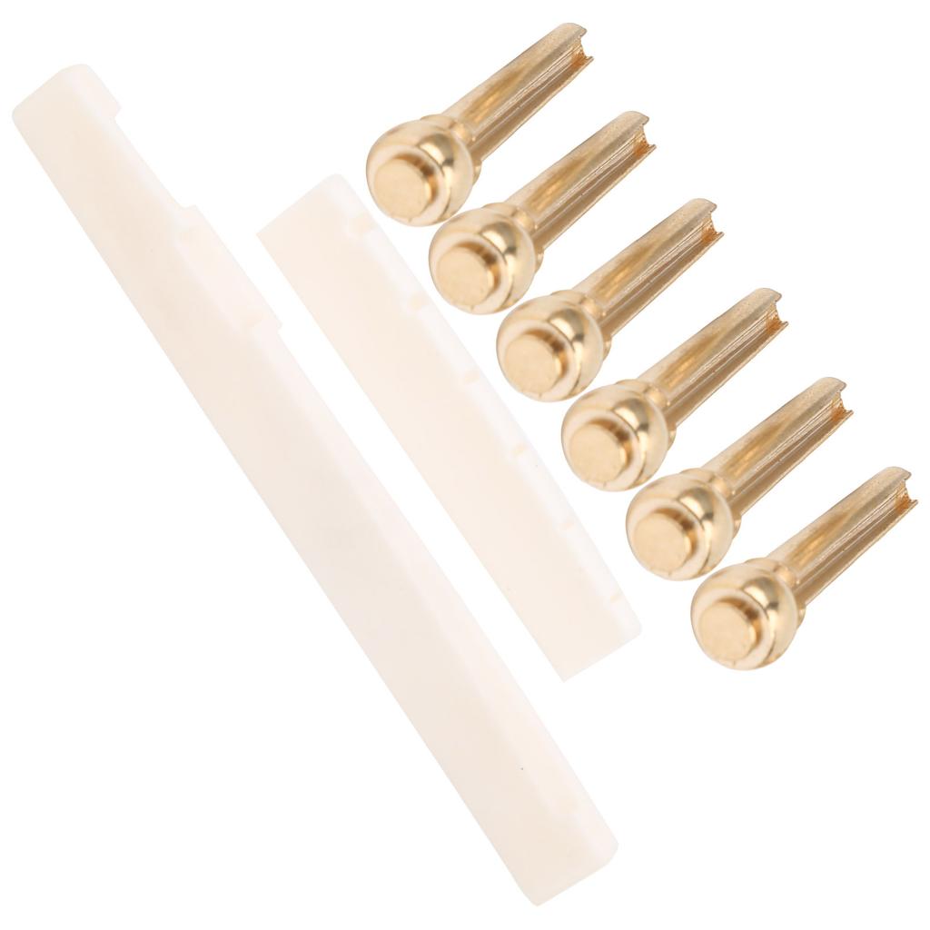 String Stud Kit Ox Bone Guitar Nut and Saddle Strings Tension Adjustment Tool Accessories(Copper String Stud Ox Bone