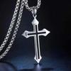 Punk Charm Cross Arrow Pendant Box Chain Necklaces for Men Amulet Jewelry Gift