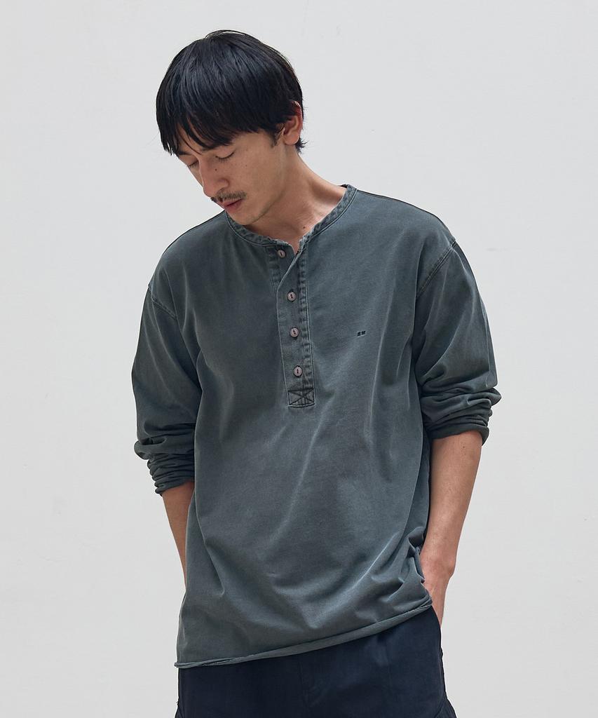 HEBIWEDEO Dyed Henley Neck T-Shirt 2 Colors