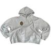 Womens Streetwear Hooded Zip-Up Oversized Sweatshirt Set With Embroidery Gray Fall Winter 2025