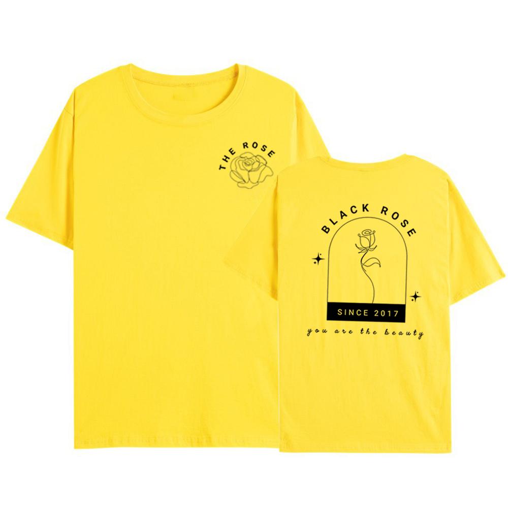 

Футболка с принтом Rose с двух сторон, мерч для K-pop концерта, K-pop футболка, корейская рок-футболка, K-Rock футболка, топ с короткими рукавами Black Rose 3XL