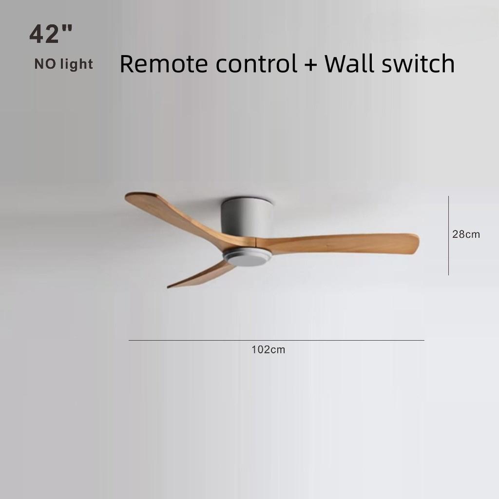 Living Room Bedroom Solid Wood Ceiling Fan Creative Villa Hotel Decoration Fan Nordic Minimalist Variable Frequency Fan