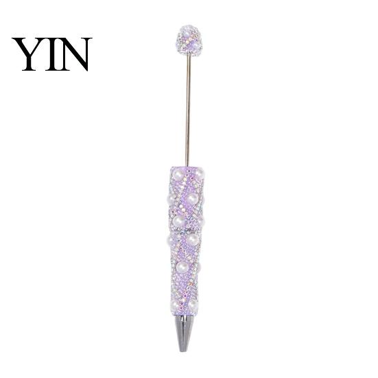 Handmade Craft Supplies for Adults DIY Beadable Pen, Bling Rhinestones And Faux Pearls Beaded Creative Gifts Sisters Black Ink Ballpoint Pen