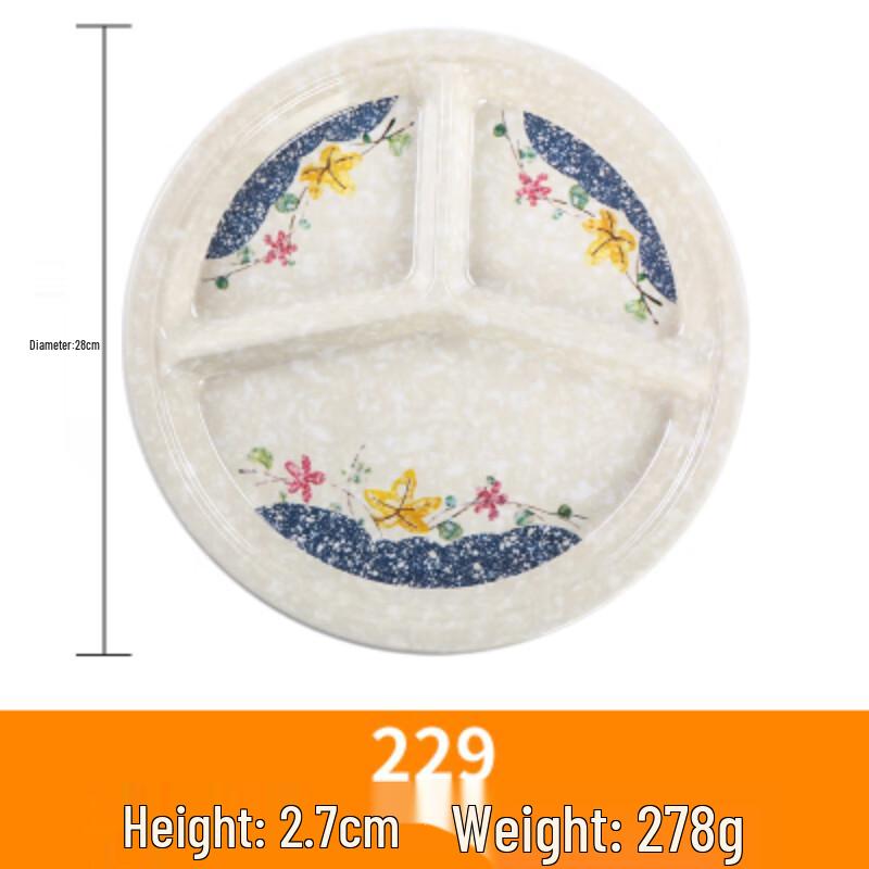 Melamine Three-Compartment Rectangular Lunch Plate