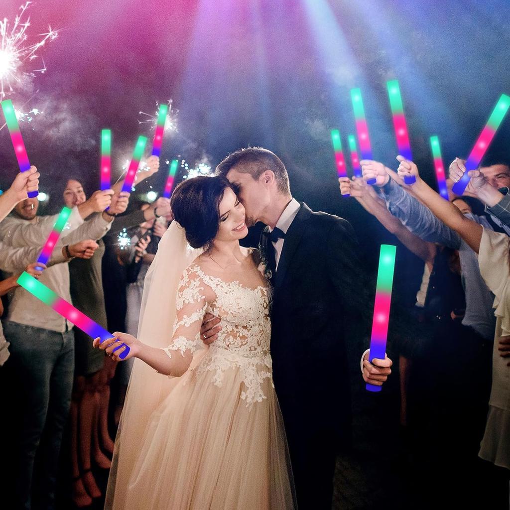 15/20Pcs LED Glow Sticks Bulk Colorful RGB Glow Foam Stick Cheer Tube Dark Light for Xmas Birthday Wedding Party Supplies