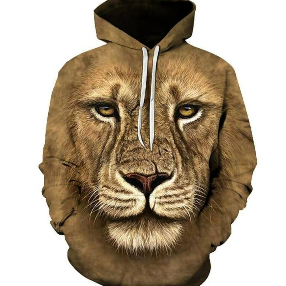 Moletom Masculino Estampado Animal 3D Moda Casual Outono Manga Longa Pulôver Mulher Exterior Rua
