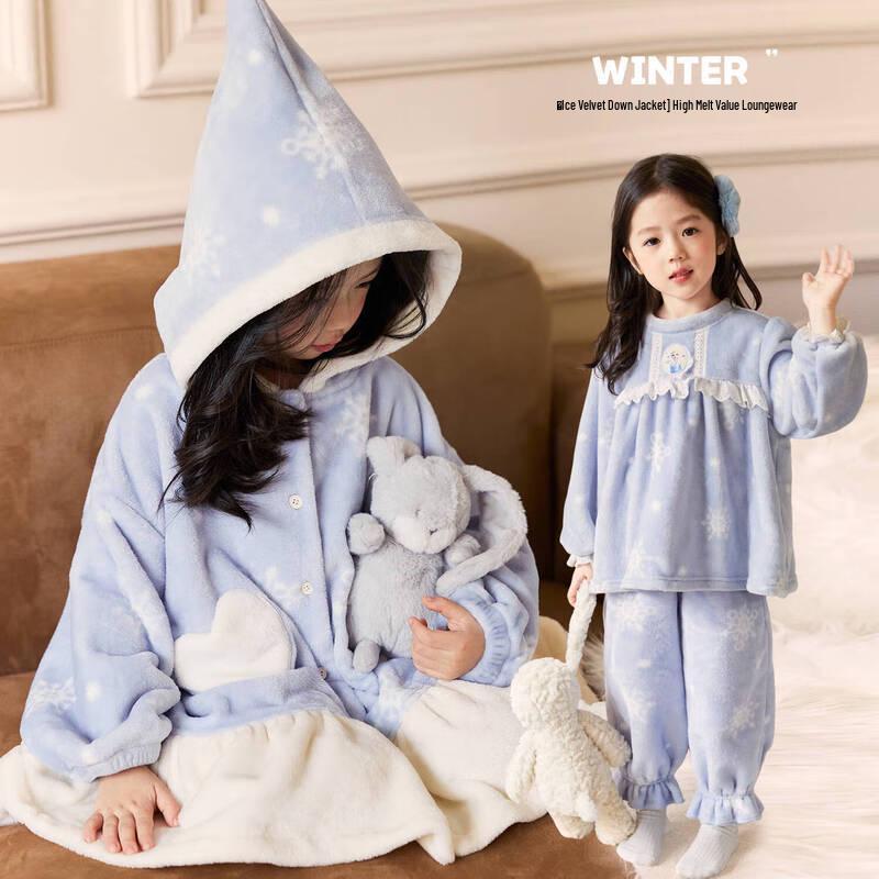 Двусторонние фланелевые пижамы и халаты LUSON для девочек 120