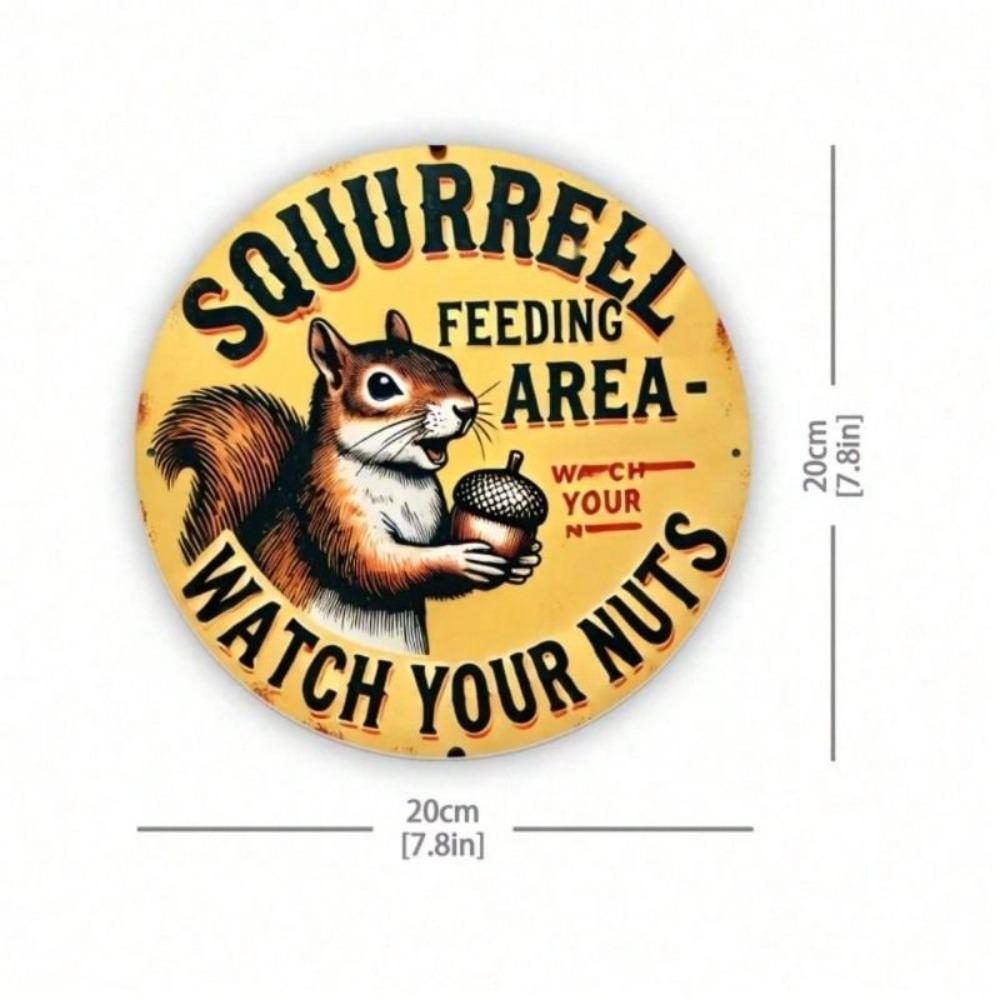 Retro Vintage Round Metal Sign with Nuts Design for Bar Cafe Wall Decor