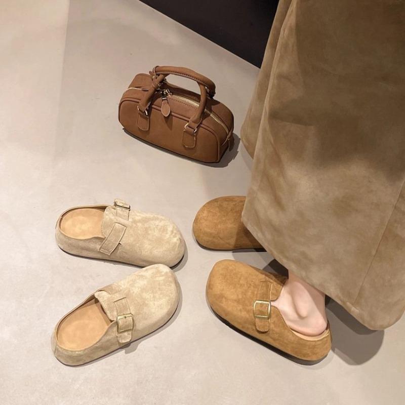 Inner heightening platform shoes women's new autumn outer wear one-pedal bag head slippers retro Boken slippers