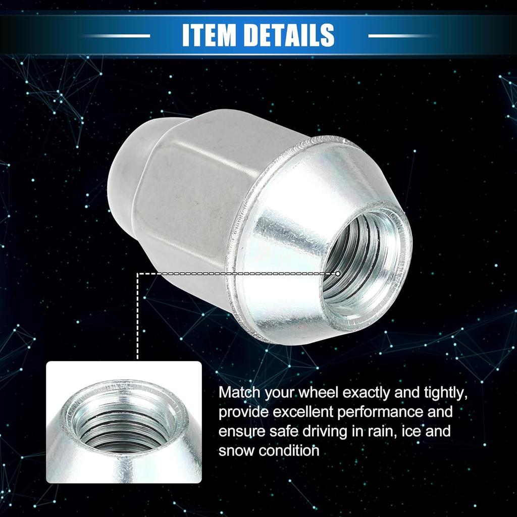 5 Pcs Wheel Lug Nuts Compatible for Chevrolet Malibu Impala for Buick Encore, Durable M12 x 1.5 Carbon Steel Silver Tone Tire Lugnuts