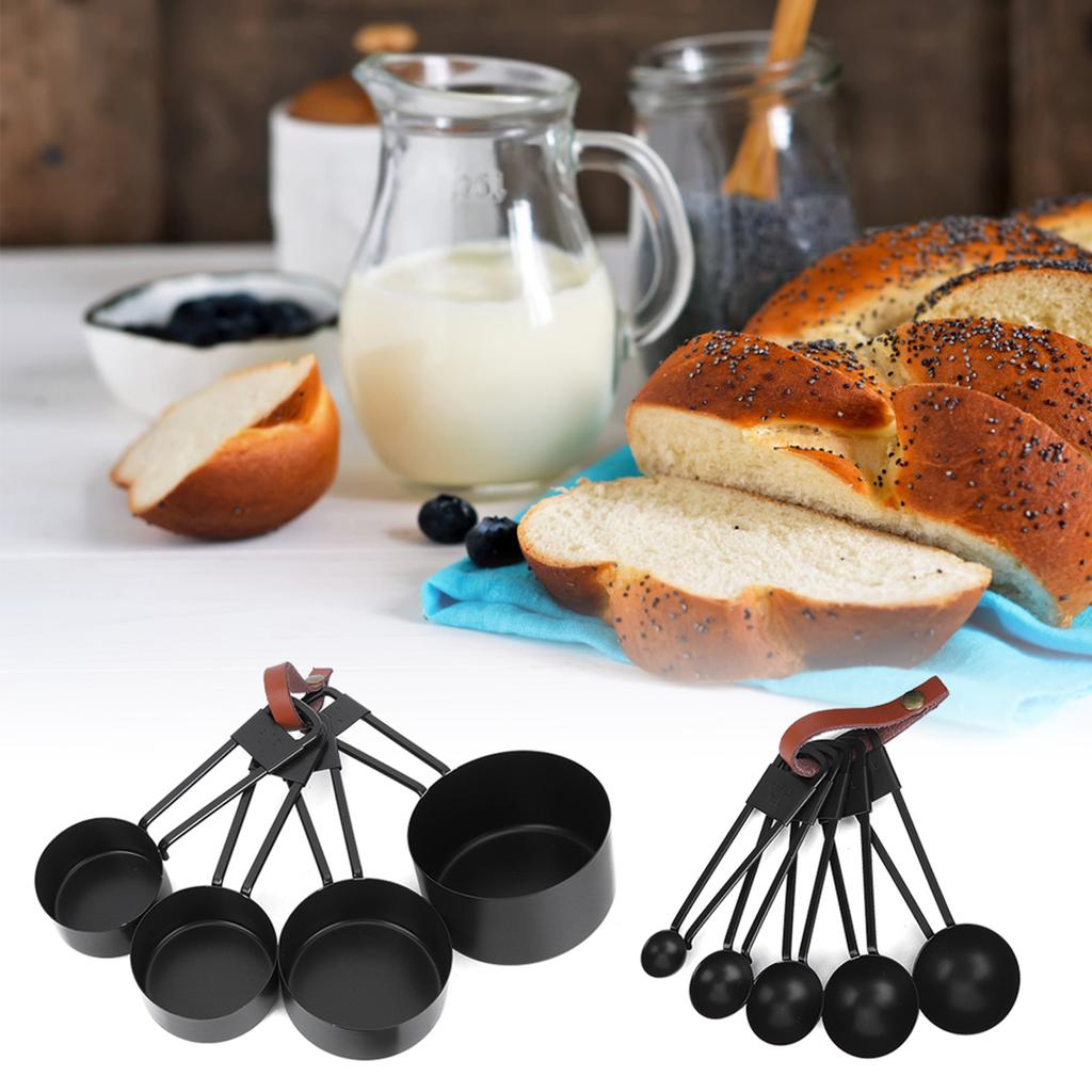 Black Stainless Steel Measuring Cups Set Coffee Spoon with Scale for Kitchen Baking Cooking Tools Measuring Cup Set