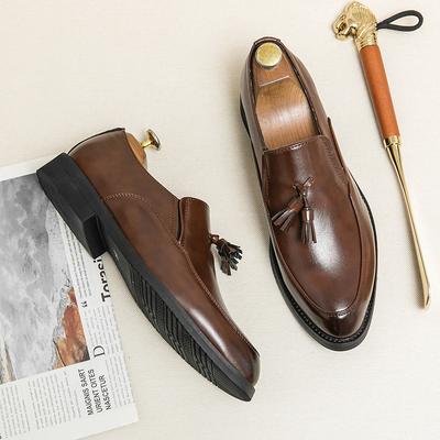 Spring Autumn Black Tassel Leather Shoes Mens Soft Loafers Brand Casual Shoes Outdoor Luxury Shoes for Men Dress Shoes Moccasin