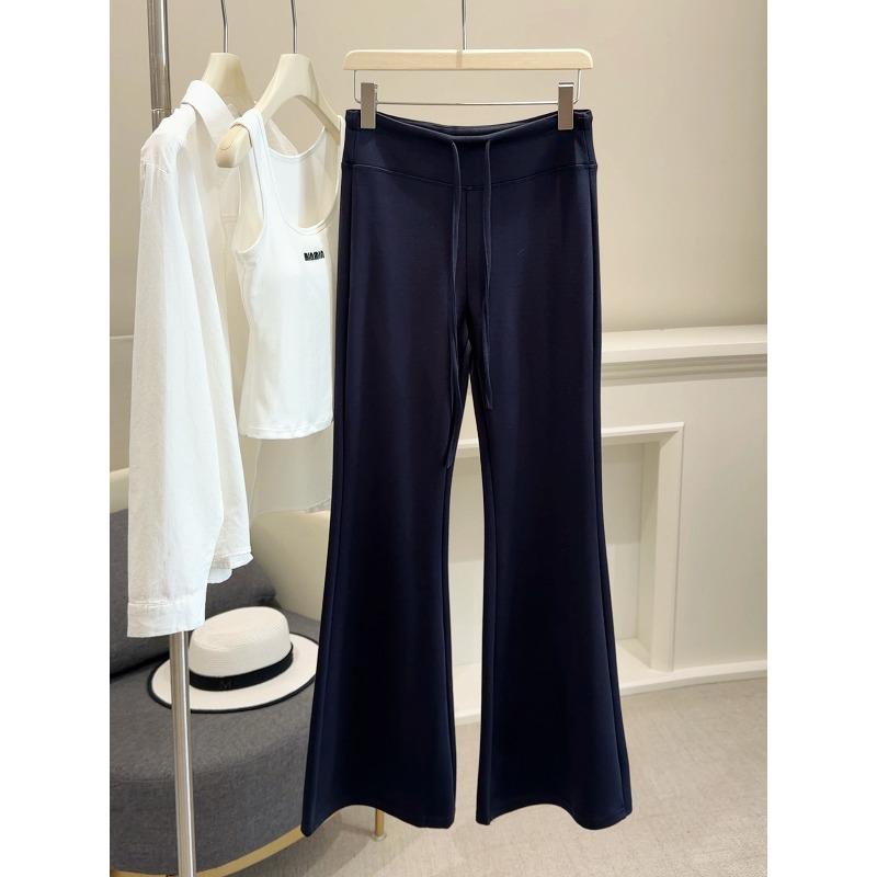 

150 small casual sports micro-pull sweatpants women s spring new high-waisted drape cloud cotton yoga bell pants XL темно-синього кольору