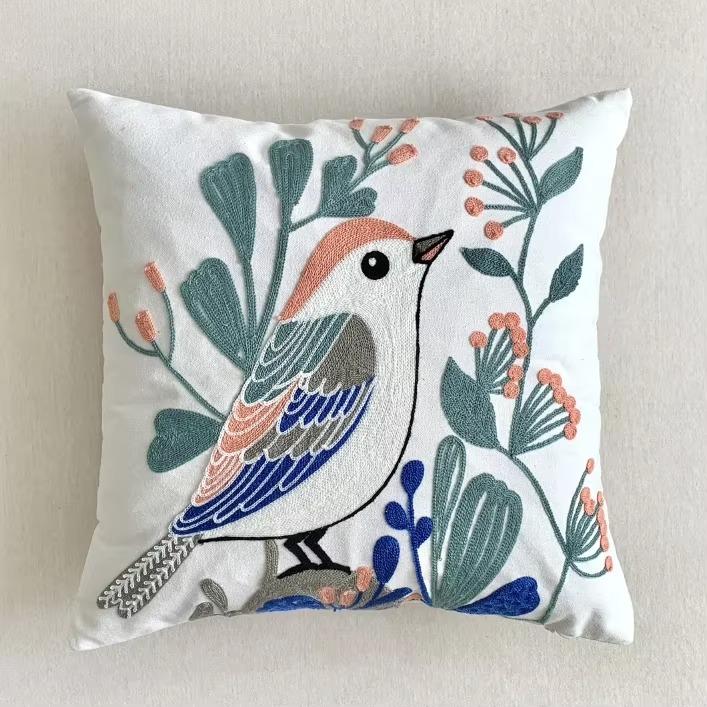45X45Cm Flower Embroidered Throw Pillow Cover Plant Towel Modern Stamping Waist Cushion Cover Decor Home Decorative Pillowcase