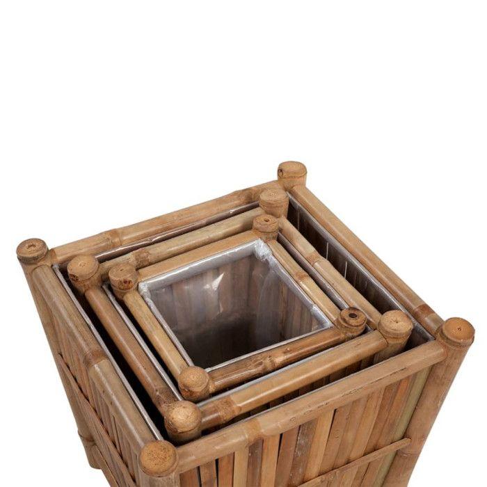 Pots de fleurs - vidaXL - 3 pcs - Bambou résistant aux intempéries - Dimensions variées - Carré