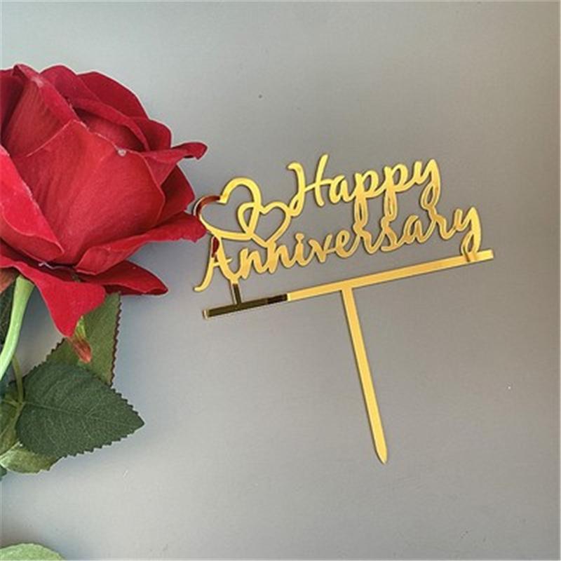 Aomily Food Grade 10pcs/Set Happy Anniversary Bright Acrylic Cake Topper 12 Kinds of Happy Party Topper Cake Decorating Supplies