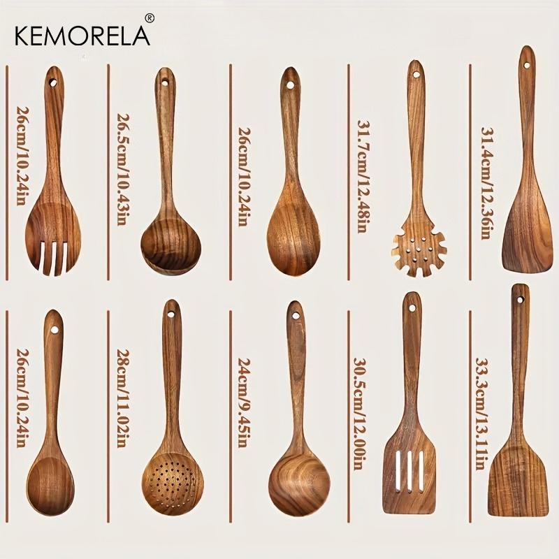 10PCS Natural Wooden Spoons –Kitchen Utensils for Stirring, Mixing & Serving – Durable Splinter-Free Wooden Spatulas & Ladles