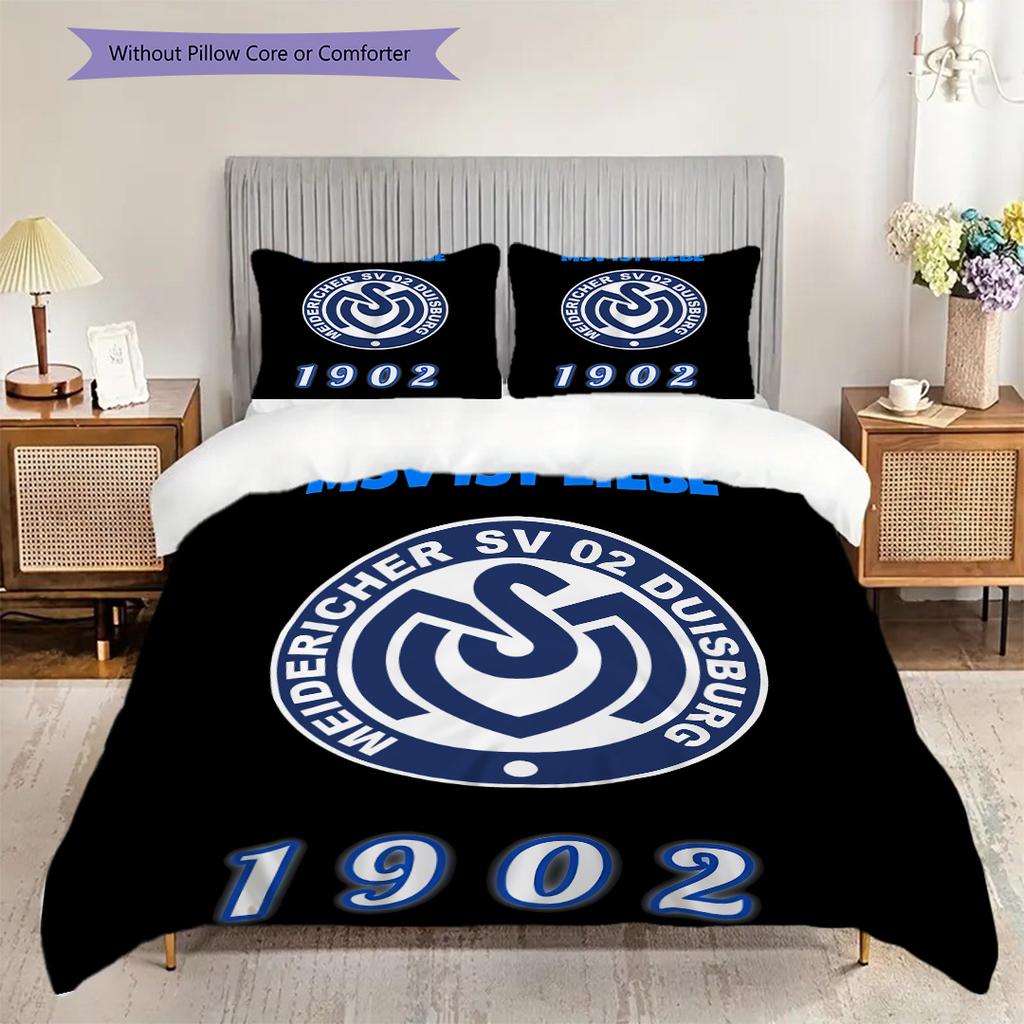 MSV Duisburg Pattern Bedding Quilt Set Quilt Cover Pillowcase Home Decoration Birthday Gift (1 * Duvet Cover + 2 * Pillowcase, Without Core)