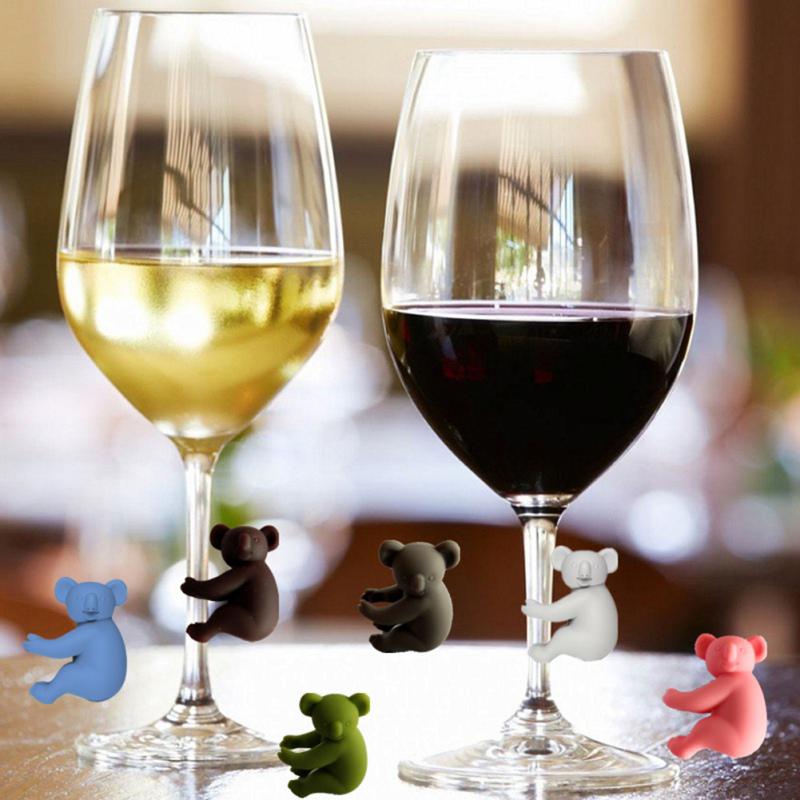 Koala Wine Glass Charms Silicone Drinking Buddies Drink Markers Set Of