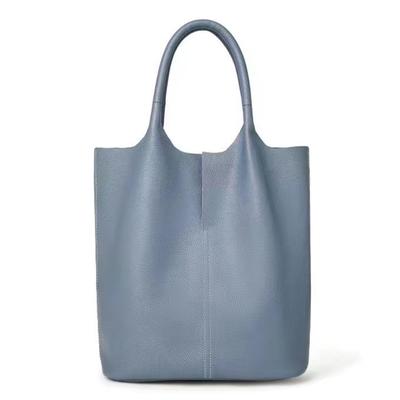 Genuine Leather Commuter Tote Bag Simple Ladies Soft Cowhide Tote Shoulder Handbag Large Capacity Women Bucket Bag 2025 New