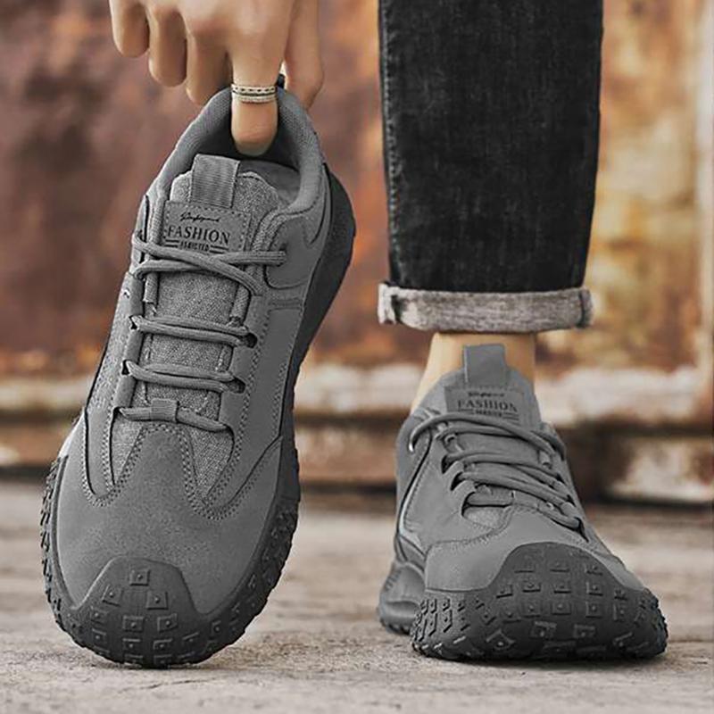 Oulylan Summer Sneakers For Men Casual Thick Soled Runshoes Outdoor Lace Up Sports Footwear Fashion Pure Color Hiking Shoes