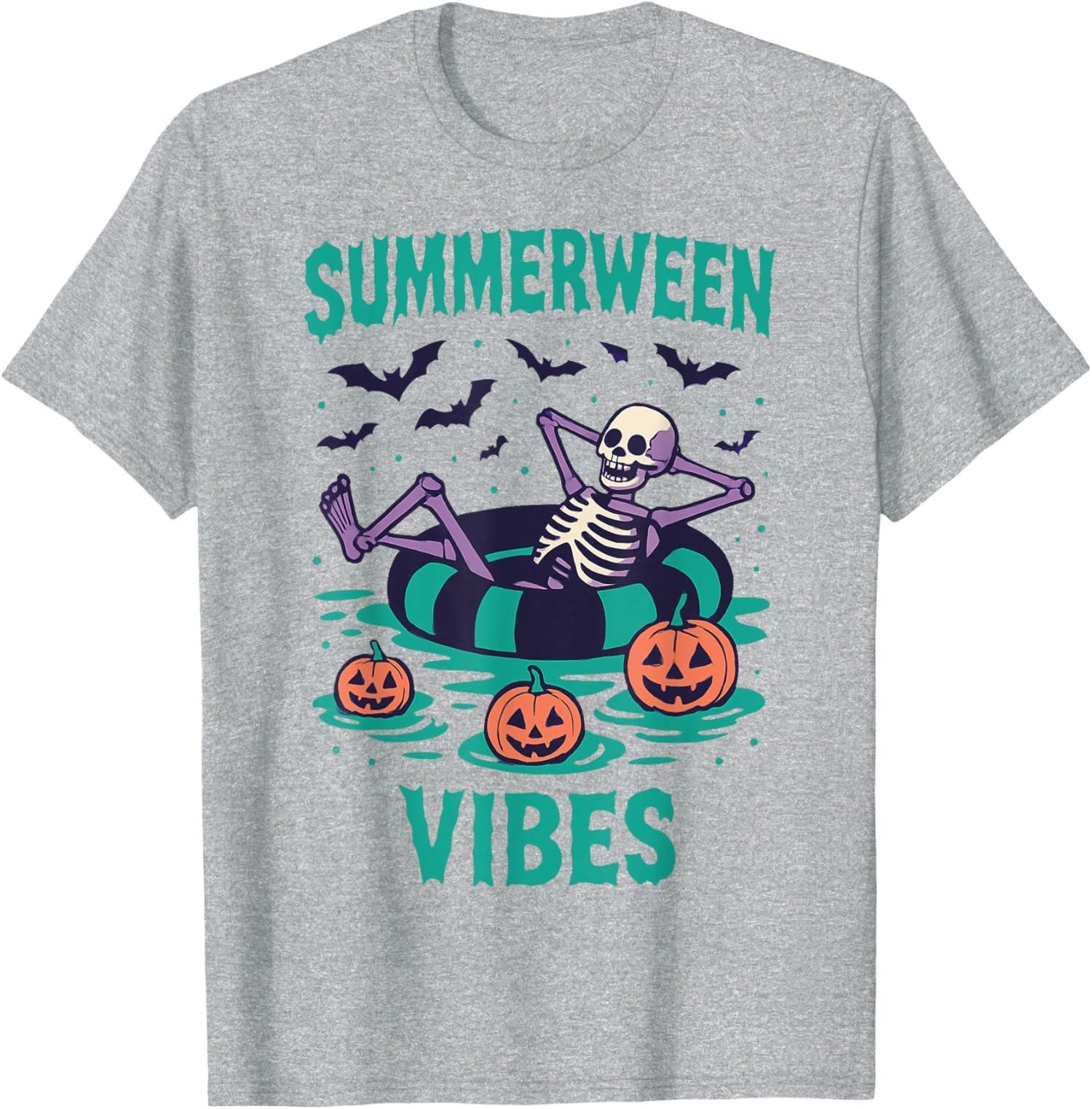 Vacation Summer Vibes Skeleton Design Funny Summer Unisex T-Shirt S