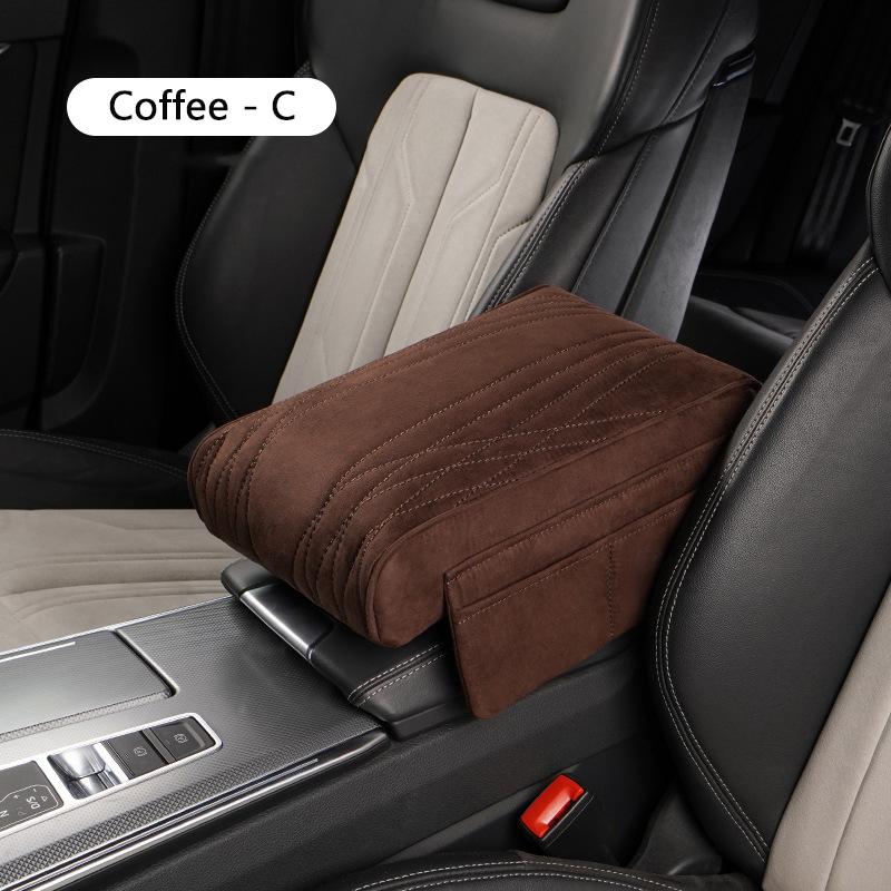 Car Armrest Cushion Suede Armrest Cup Holder Center Console Increased Elbow Support  Armrest Cushion Vehicle Arm Storager Box