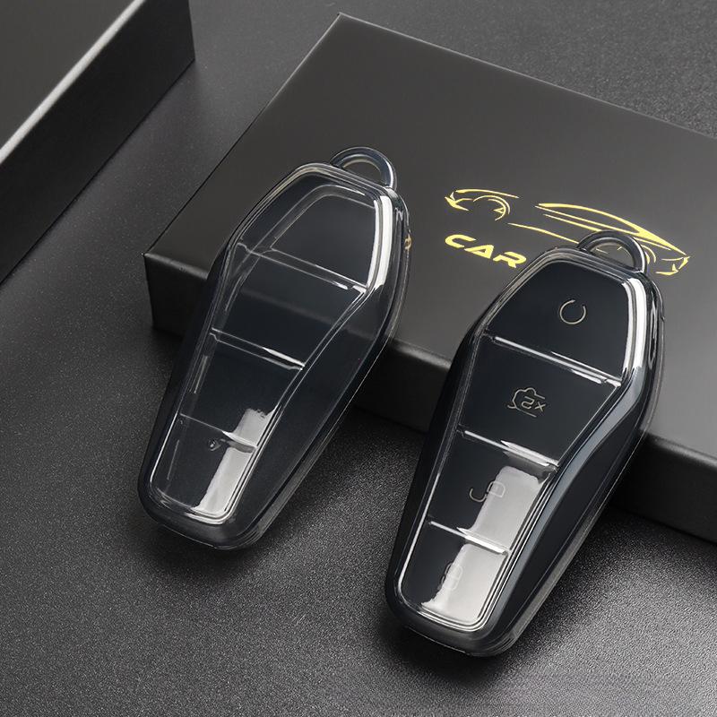 New Soft Transparent TPU Car Key Case for BYD Atto 3 Han EV Dolphin 4 Buttons Remote Control Protect Cover Auto Accessories