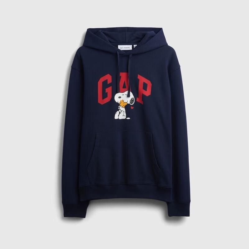 GAP Unisex Cartoon Print Logo Fleece Hooded Sweatshirt