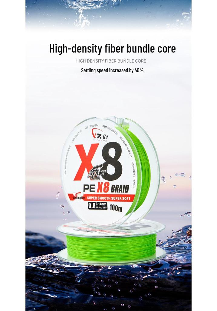 8-Strand Sinking Core-Spun PE Fishing Line: Ultra-Smooth, High Tensile Strength, Ideal for Ya, Perfect for Horse Fish.
