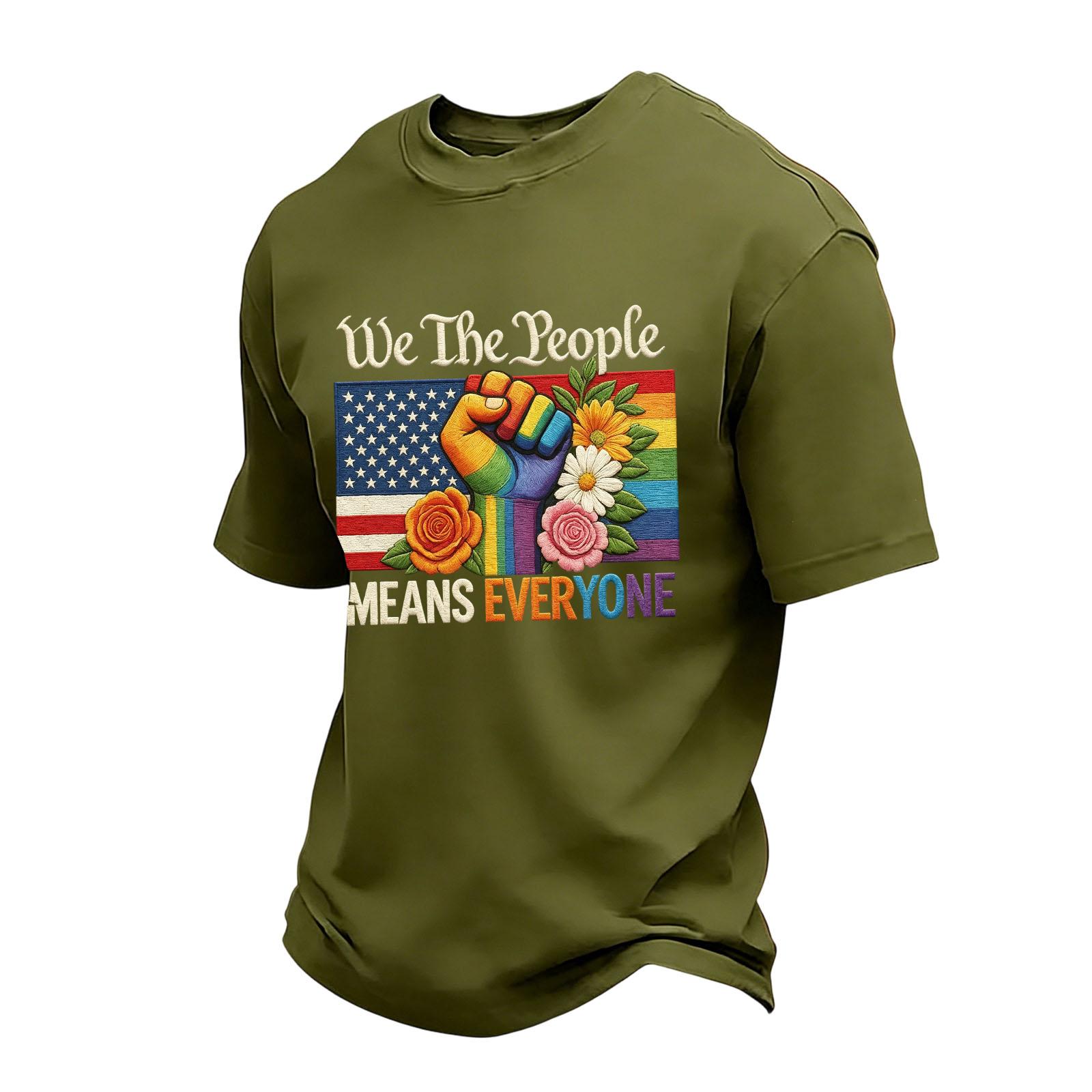 

Men s Casual Crew Neck Short Sleeve T-Shirt with Independent Day Print Lettering Graphic Tee Suitable for Everyday Wear S