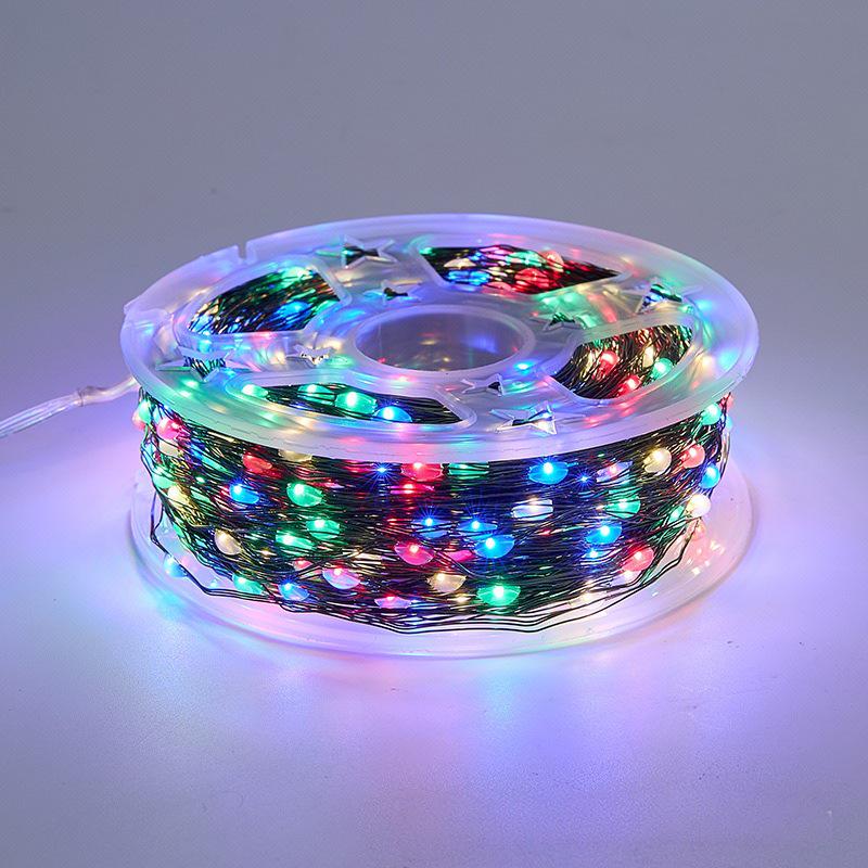 Waterproof LED Christmas Star Light Strip: Dark Green Copper Wire Fairy Lights for Outdoor Decoration